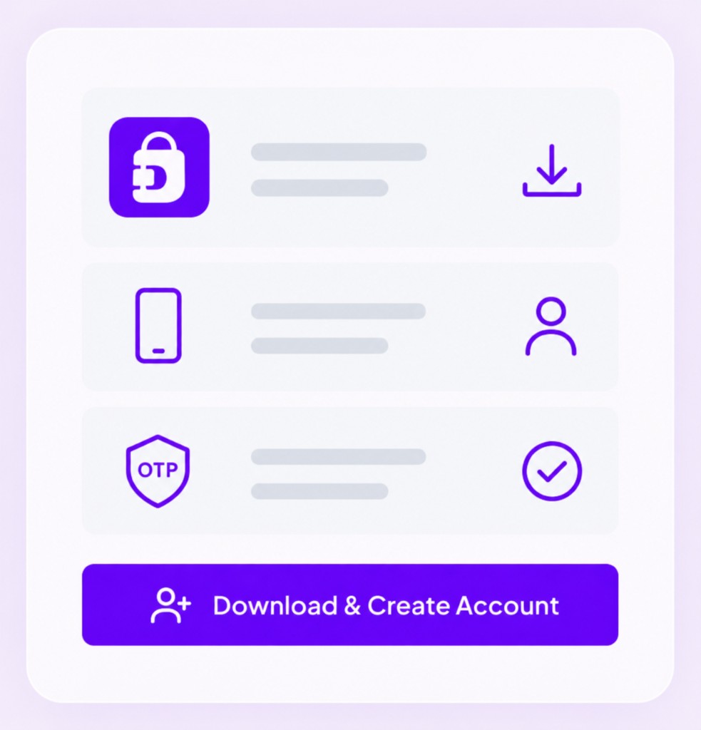 Download the app, create an account with your mobile number and verify with OTP