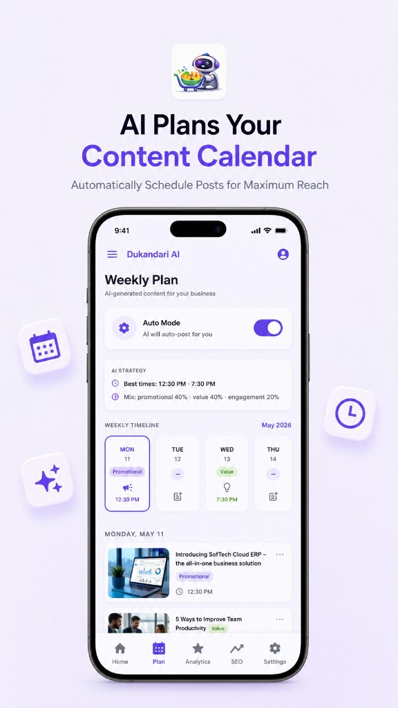 AI plans your content calendar and schedules posts automatically