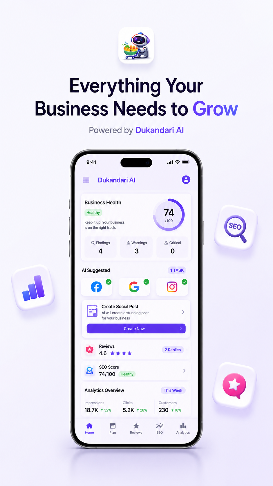 Everything your business needs to grow, powered by Dukandari AI